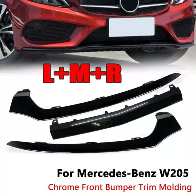 Front Spoiler Lippe Stoßstange Schwarz für 15-18 Mercedes Benz W205 C-Klasse AMG