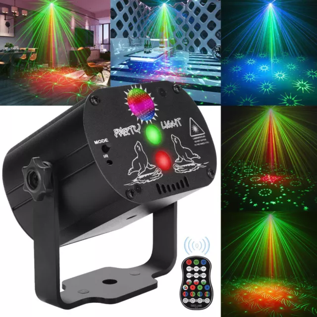 USB Disco Lights Party LED RGB Stage Light Laser Strobe Projector Lamp w/ Remote