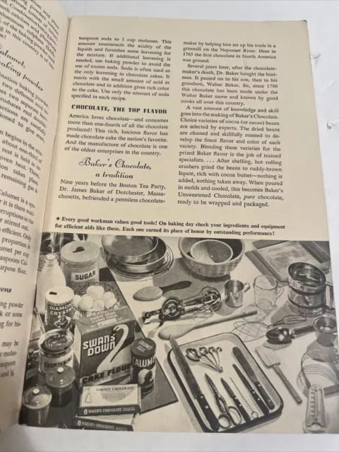 Vintage 1947 "Learn to Bake" General Foods Advertising Cookbook Bakers Chocolate 3