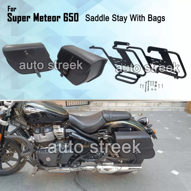 Fit Für Royal Enfield Super Meteor 650 Schwarz Beutel Mit Sattel Stay Halterung