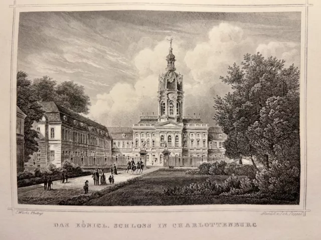 Das Königl. Schloss In Charlottenburg Antiquarische Stahlstich 1837 Deutschland