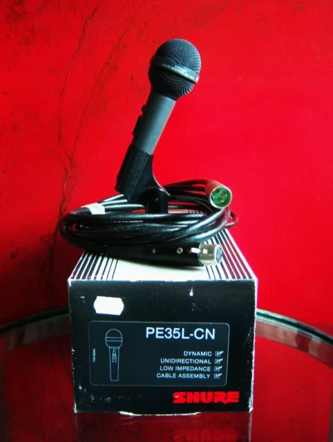 Vintage 1980's Shure PE35L cardioid dynamic microphone Lo Z w accessories SM58