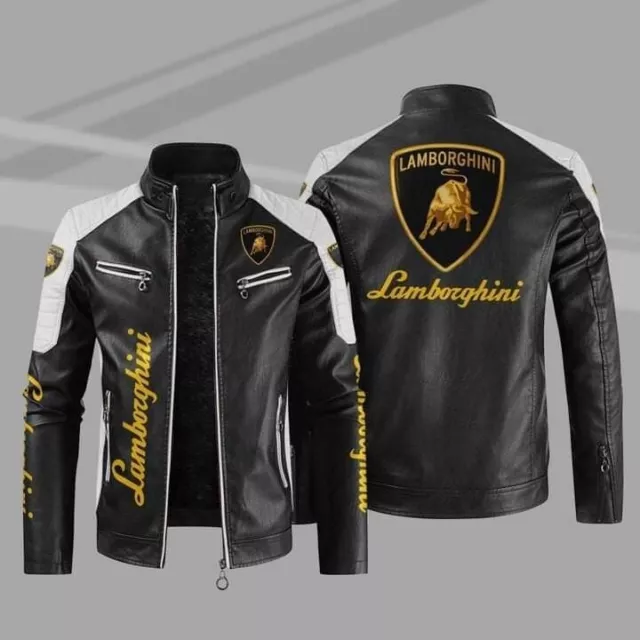 Mens Lamborghini Motorcycles Racing Motor Bike Faux/PU Leather Jacket