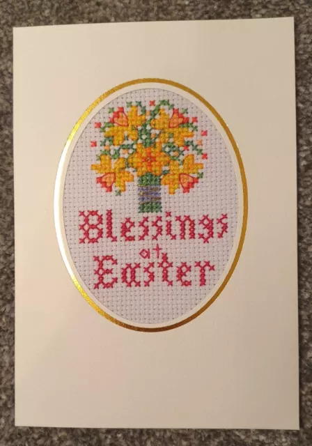 Easter Cross Stitch card - Blessings For Easter.