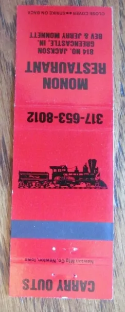 Train On Matchbook Matchcover: Monon Restaurant (Greencastle, Indiana) -E25