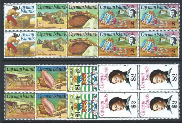 CAYMAN IS QEII 1976/8 SG412/9 set of 8 wmk 14 blks of 4 unmounted mint. Cat £140