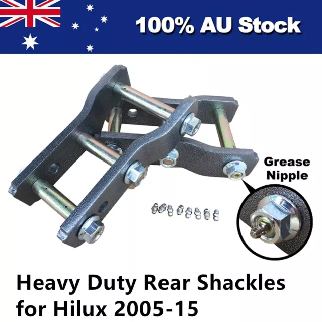 Heavy-duty Rear Shackles 2 inch Extended Greaseable Lift for Hilux 2005-2015 4WD