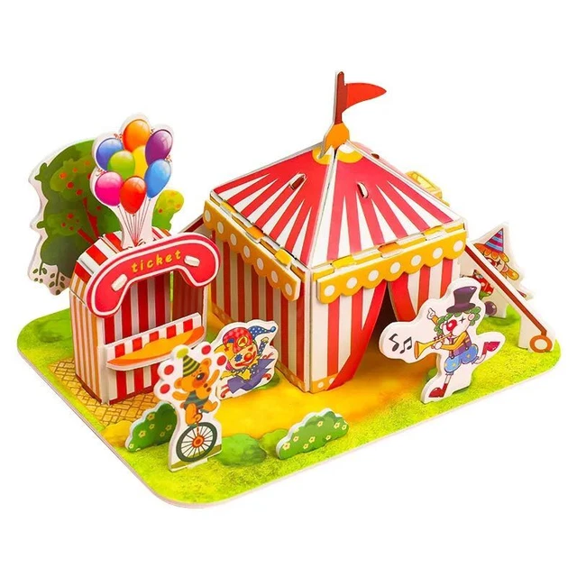 3D Stereo Puzzle Cartoon House Castl Building DIY Early Learning Educational Toy