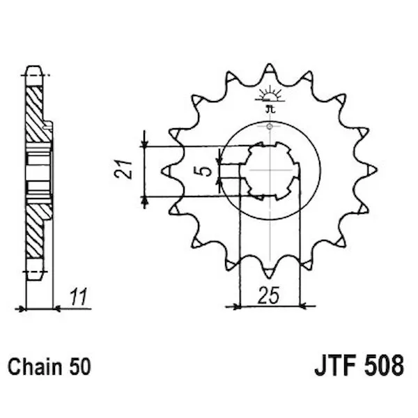 Ritzel 16Z - 530 Grobverz. 6 Innen Ø 21/25 für Kawasaki Motorrad Kettenritzel