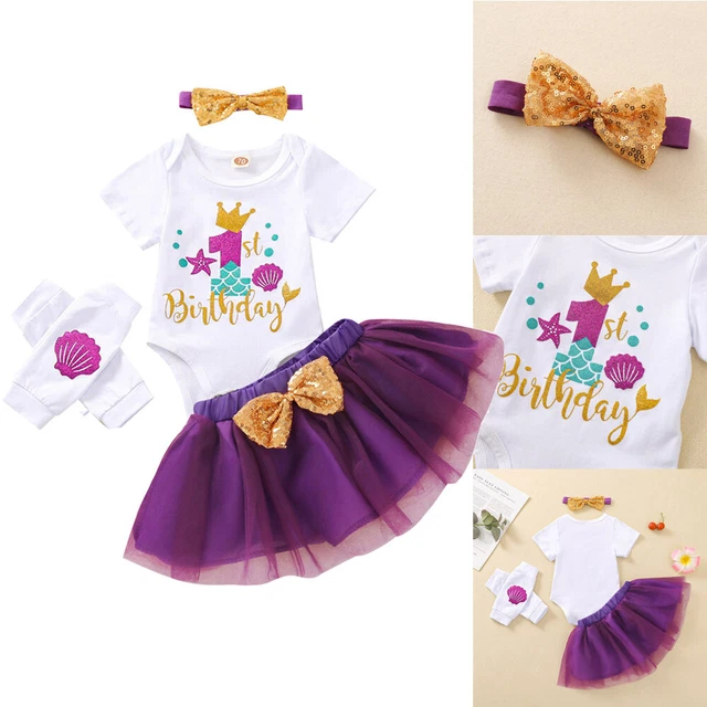 Newborn Baby Girls 1st Birthday Outfits Tutu Dress Leggings Romper Skirt Clothes