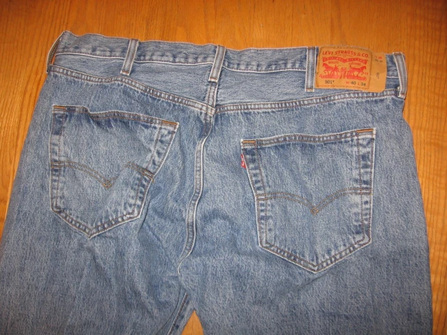 Levi Strauss 501 Levi's Blue Denim Button Fly Jeans Men's 40 X 34