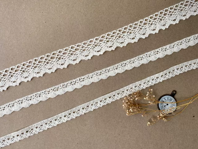 Beige Cotton Crochet Lace Trim Ribbon by 2M/5M/10M Sewing Dress DIY Craft