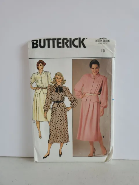 VTG Butterick Sewing Pattern 3522 Size 10 Misses Loose Fitting Top & Skirt