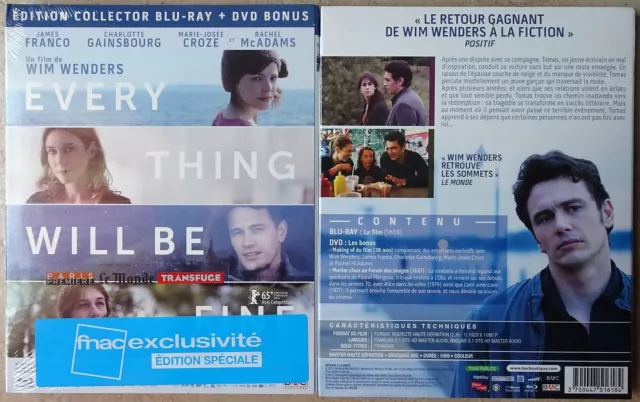 BLU RAY EVERY THING WILL BE + DVD bonus WIM WENDERS Ed FNAC James Franco McAdams