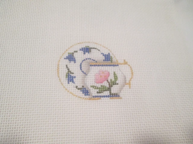 Cup And Saucer-Melissa Shirley-Handpainted Needlepoint Canvas