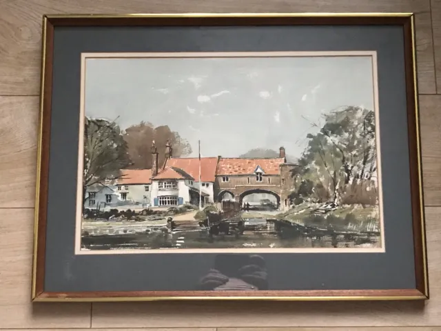 Framed Watercolour Pulls Ferry Norwich Signed