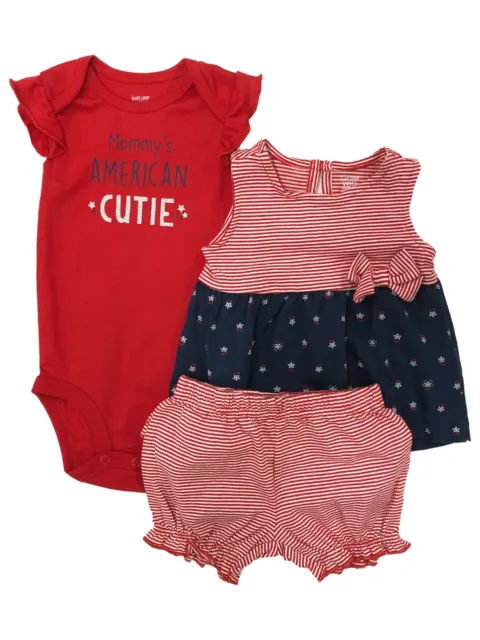 Carters Infant Girls Red Patriotic Mommys American Cutie 3pc Baby Outfit Set