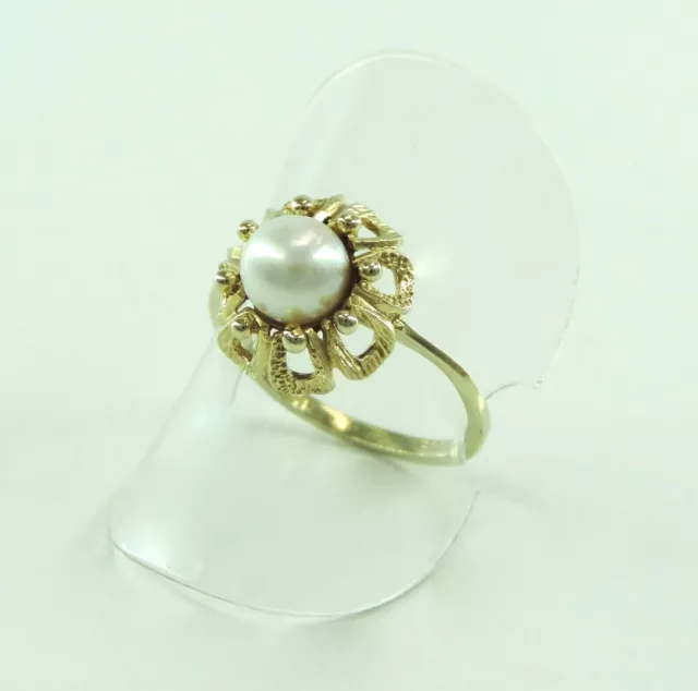 Vintage Damen Ring 333er 8 Karat Gelbgold mit Perle (57 (18,1 mm Ø)*