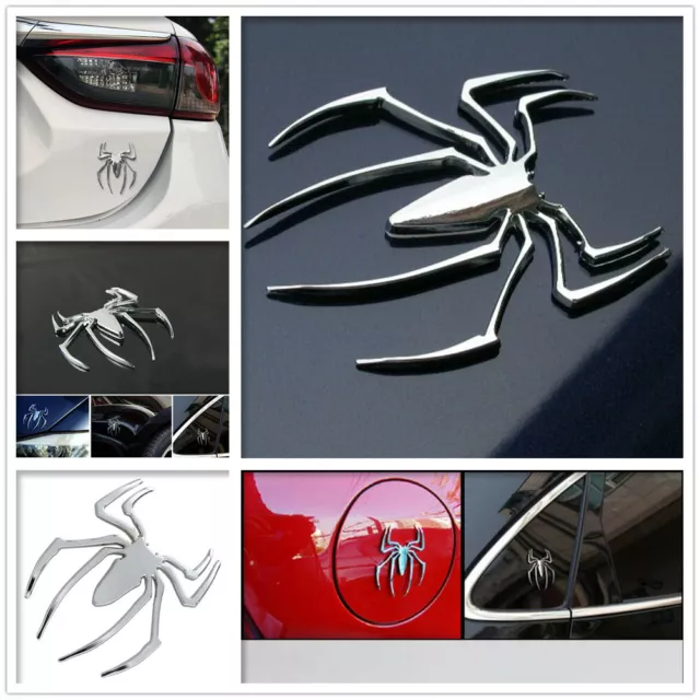 3D Chrome Spider Emblem Logo Car Truck Bike Van Auto Decal Badge Sticker Silver