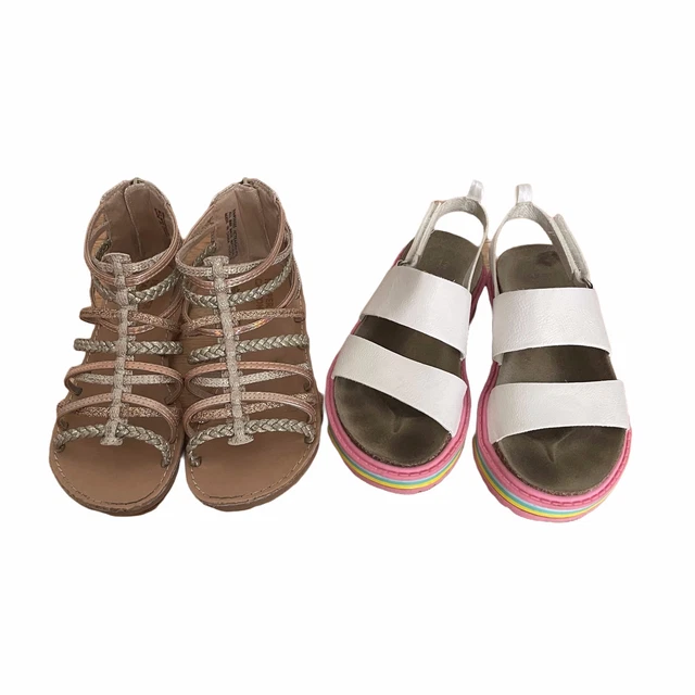 Carters Harper Canyon Sandal Girls 12 White Gold Rainbow Set Shoes