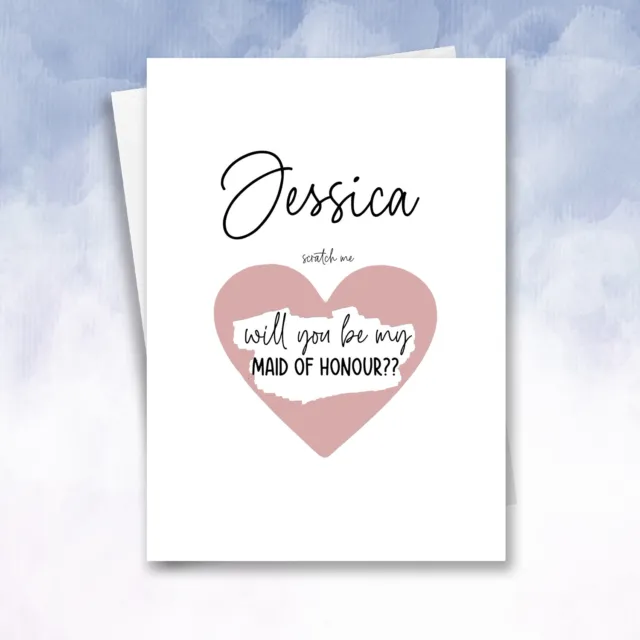 Will you be my bridesmaid scratch card sister be my maid of honour reveal card