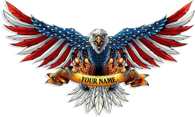 Personalized Eagle Metal Sign Custom Family Name USA Forces 4th July Wall Decor