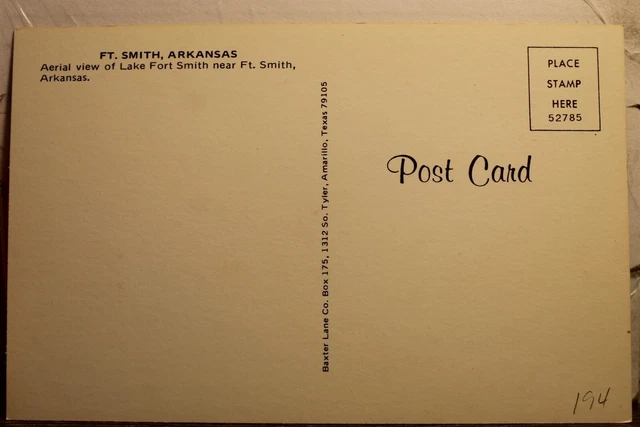 Arkansas AR Fort Smith Lake Aerial Postcard Old Vintage Card View Standard Post 2