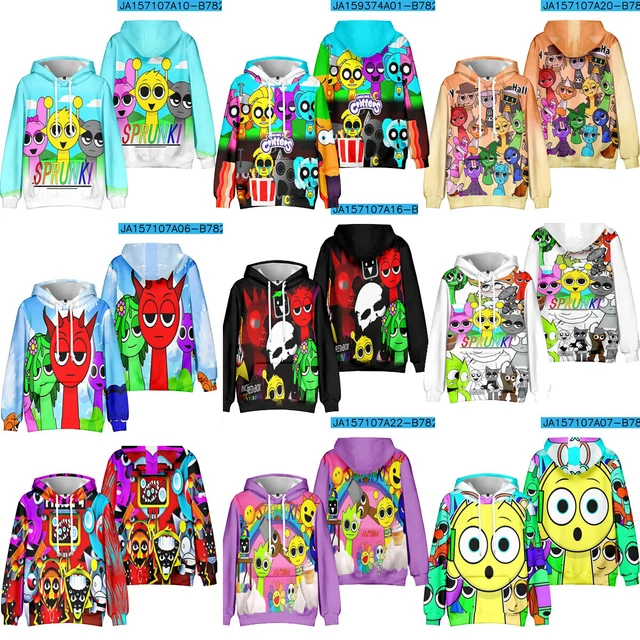 Sprunki Jacket COSPLAY INCREDIBOX SPRUNKI 3D Hoodies Adult Kids Thin Sweatshirts ...