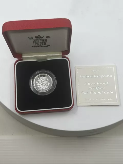 1997 UK United Kingdom - 1 Pound Silver Proof Piedfort Coin w/ Box & COA