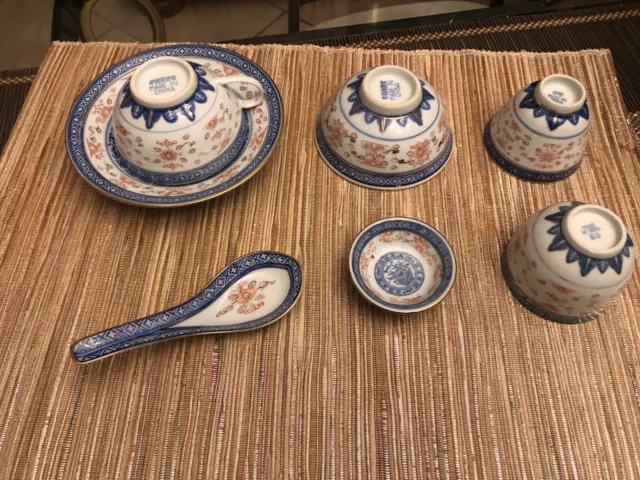 lot porcelaine de chine grain de riz translucide tasse bols ....