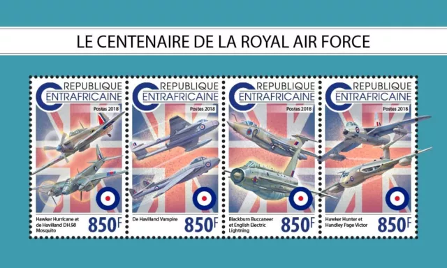 Royal Air Force Military Planes Aviation MNH Stamps 2018 Central African M/S