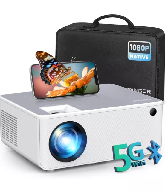 Fangor F-506 Pro 1080p HD Projector Bundle With Case WiFi Bluetooth Movie Tripod