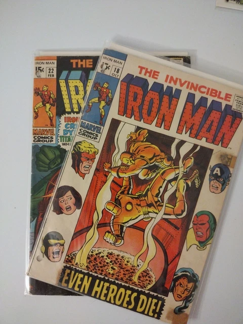 The Invincible Iron Man #18 And #22 Marvel Comics 1969 Silver Age. Low Grade
