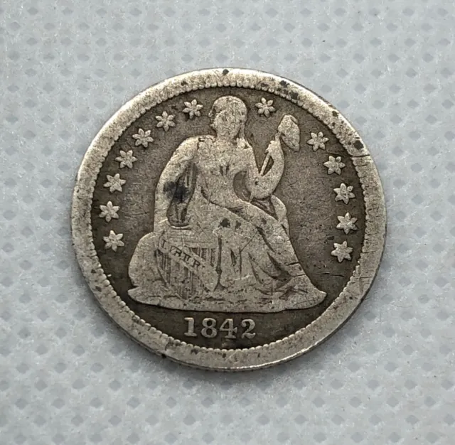 1842 United States Seated Liberty Dime Silver 10 Cent Piece