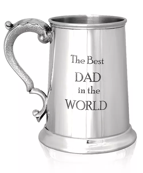 BEST DAD BRITISH PEWTER PINT TANKARD Fathers Beer Gift Luxy Box ENGRAVED