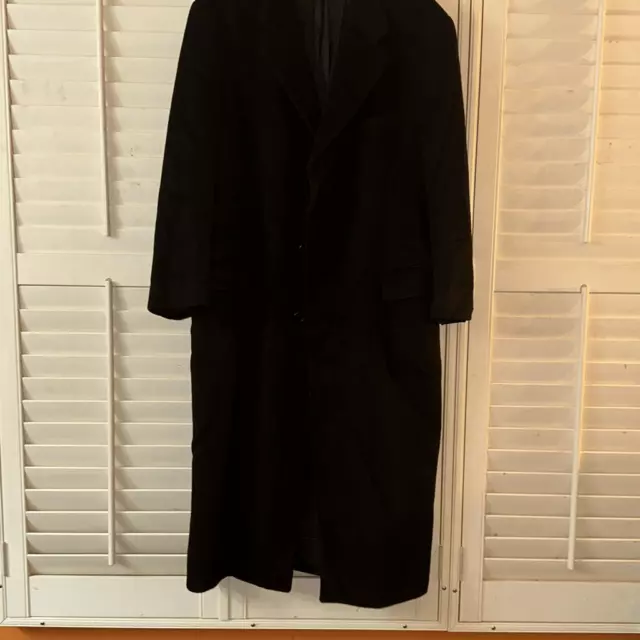 Hickey Freeman 100% Cashmere Trench Over Coat Black  42 L