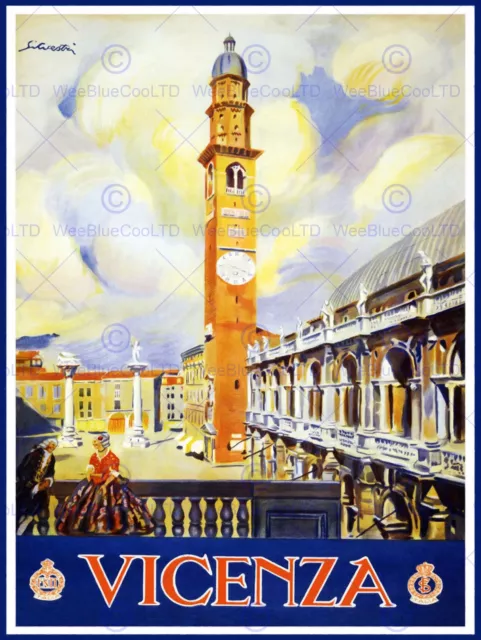 Travel Tourism Vicenza Italy Basilica Palladiana Vintage Ad Poster Print 2255Py