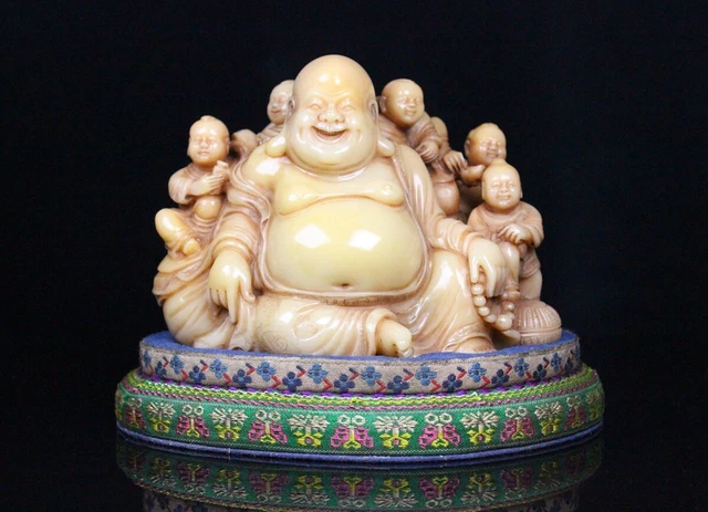 Chinese Exquisite Handmade Buddha carving Shoushan Stone Statue
