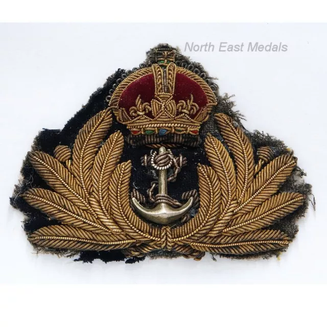 Royal Navy Officer's Embroidered Bullion Wire Cap Badge