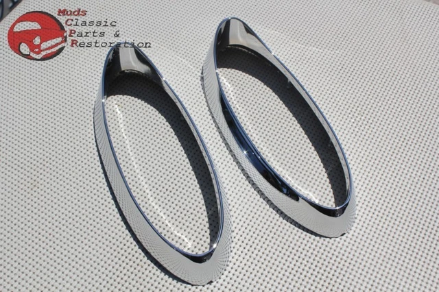 54 Chevy Belair Rear Chrome Plated Taillight Lamp Bezels & Lenses Left Right