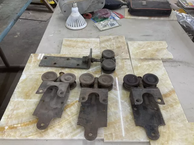 Vintage Barn Door Rollers, Rolling Door Hardware, Architectural Lot Of 4 All Of 6