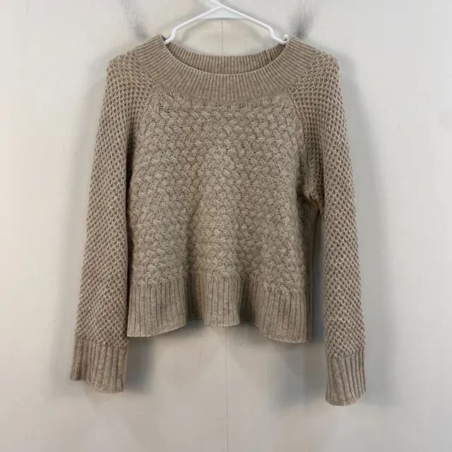 White + Warren Womens XS Sweater Top Cashmere Brown Pullover Cable Knit Boxy