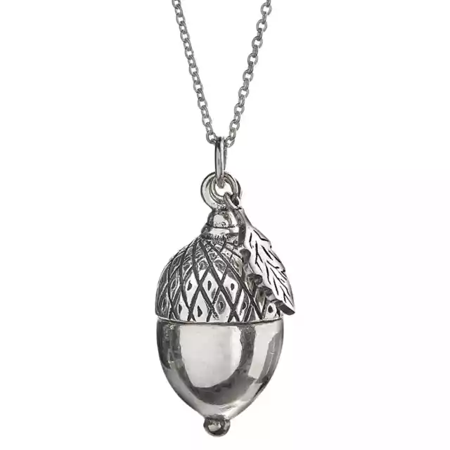 FLORIANA Womens Acorn Locket Necklace - Keepsake Silver Pendant