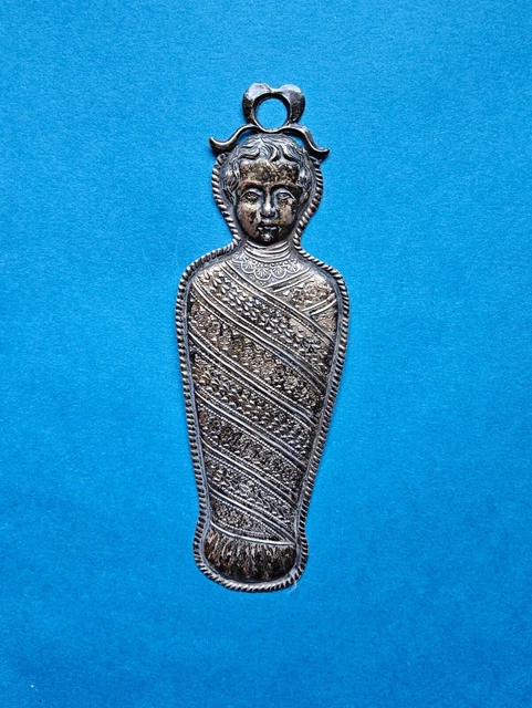 Votivgabe - Um 1950 -  Ex Voto - Fatschenkind Ca. 15,5 Cm - Versilbert