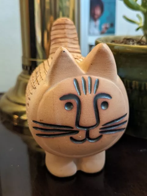 Vintage MCM Terracotta Cat Figurine by Lisa Larson Style Chia Charlie 4.5" X 3"