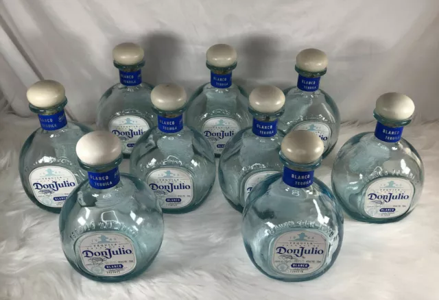 Lot of 2 Empty 750 ML Don Julio Blanco Tequila Bottles With Cork Tops