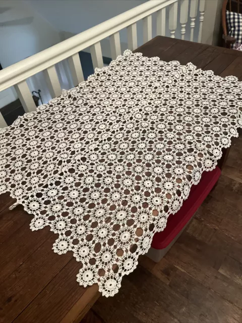Granny core vintage hand crocheted table runner, 38 x 28