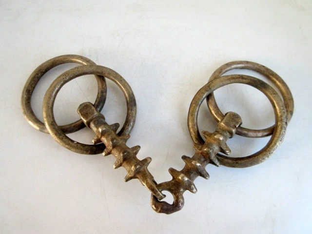 Antique Old Collectible Solid Brass Unique Spike Design Indian Horse Bridle Bit