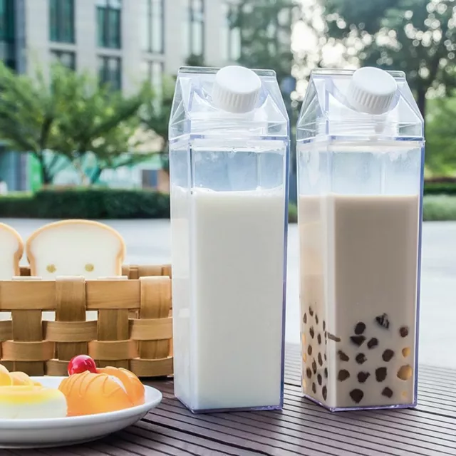 500/1000ML Water Bottle No BPA Plastic Clear Milk Carton Box Juice Drinking Cup