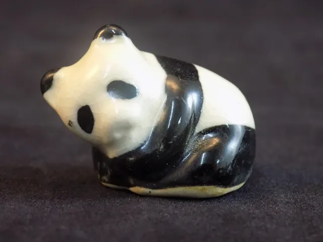 Vintage PANDA Porcelain FIGURINE Tiny 1" Tall Ceramic PANDA BEAR Figure CUTE!